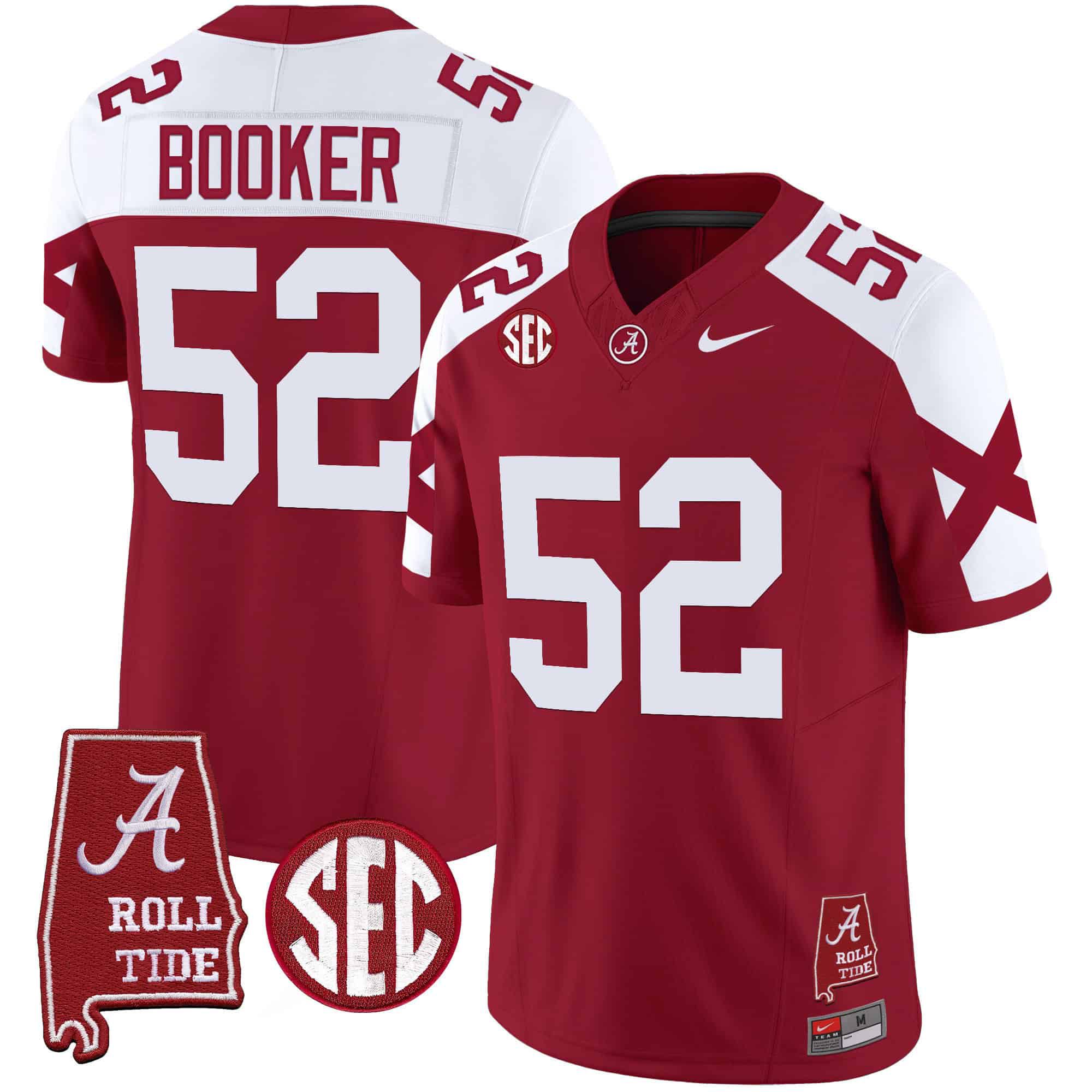 Men Alabama Crimson Tide #52 Booker Red Map Vapor Limited 2024 Nike NCAA Jersey style 1->indianapolis colts->NFL Jersey